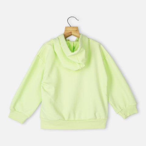 Green Front Applique Pullover Hoodie