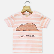 Load image into Gallery viewer, Striped Half Sleeves T-Shirt- Pink, Yellow &amp; Mint
