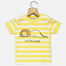 Load image into Gallery viewer, Striped Half Sleeves T-Shirt- Pink, Yellow &amp; Mint
