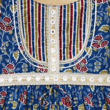 Load image into Gallery viewer, Blue Floral Printed Cotton Kurta With Sharara &amp; Dupatta
