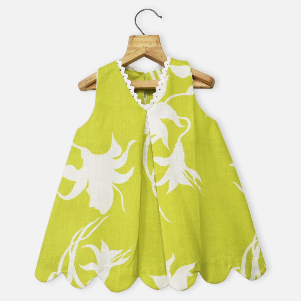 Green Floral Cotton Kurta With Pant & Dupatta