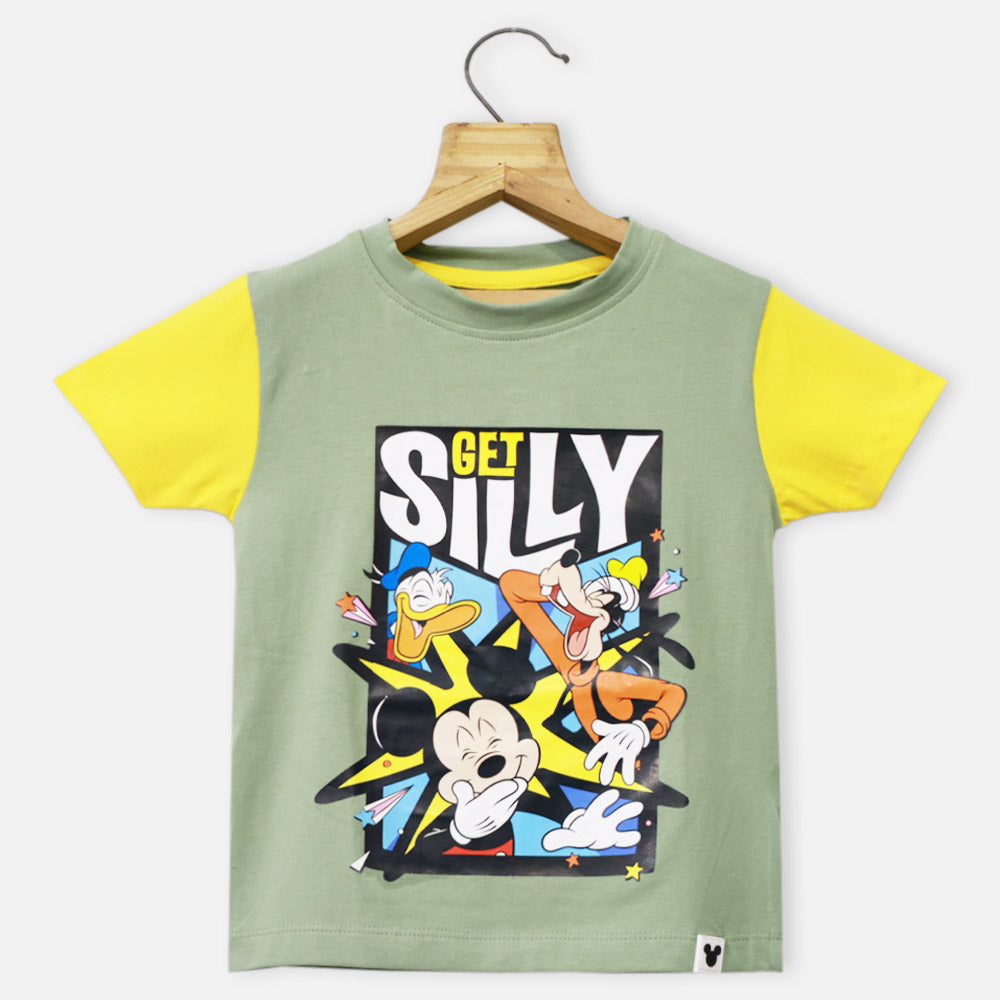 Green Disney Theme Half Sleeves T-Shirt