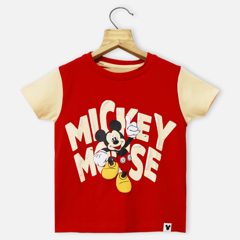 Red Disney Theme Half Sleeves T-Shirt