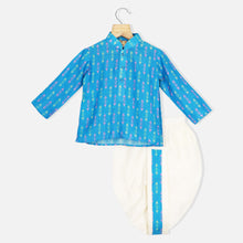 Load image into Gallery viewer, Blue Full Sleeves Kurta With Dhoti
