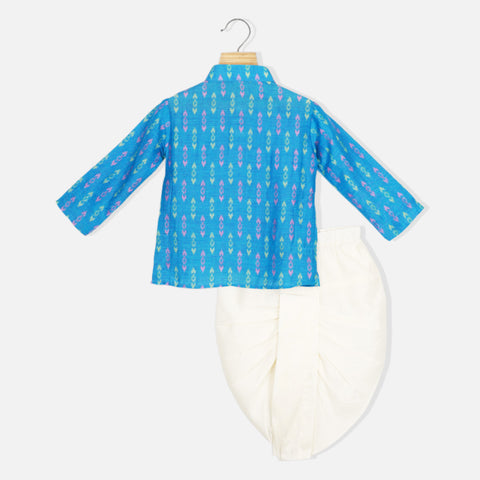 Blue Full Sleeves Kurta With Dhoti