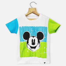 Load image into Gallery viewer, White Disney Mickey Theme Half Sleeves T-Shirt
