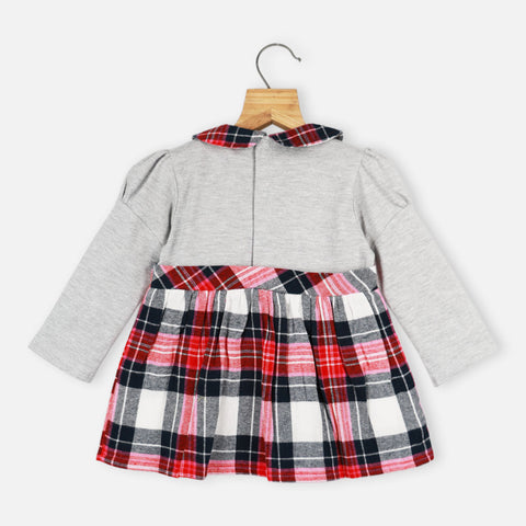 Grey Bunny Embroidered Full Sleeves Dress