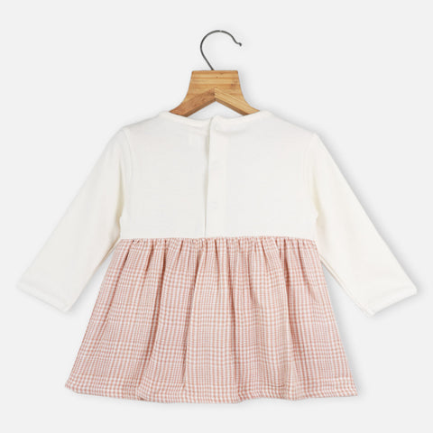 Brown Kitty Applique Full Sleeves Dress