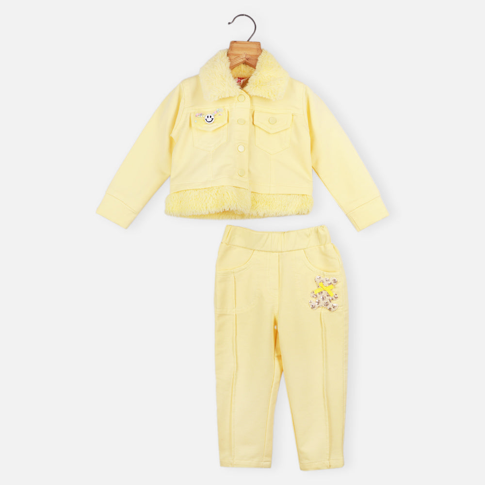 Yellow Jacket With Pant Co-Ord Set