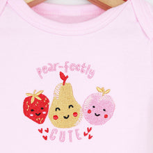 Load image into Gallery viewer, Pink Fruit Embroidered Short Sleeves Onesie With White Legging &amp; Bib
