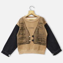 Load image into Gallery viewer, Bown &amp; Beige Denim Sleeves Sweatshirt
