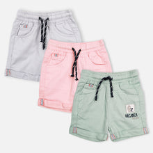 Load image into Gallery viewer, Elasticated Waist Shorts- Grey, Peach &amp; Green
