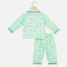 Load image into Gallery viewer, Sea Green Rainbow Theme Full Sleeves Cotton Night Suit
