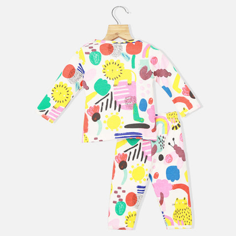 Colorful Forest Theme Full Sleeves Night Suit