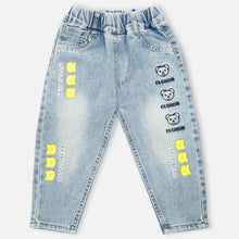 Load image into Gallery viewer, Blue Bear Embroidered Denim Pants
