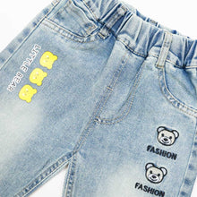 Load image into Gallery viewer, Blue Bear Embroidered Denim Pants
