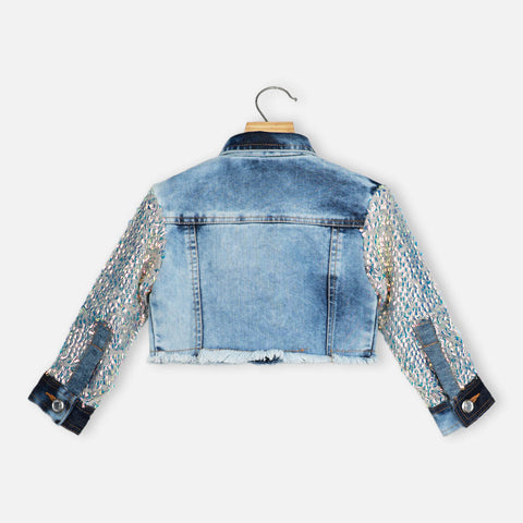 Sequins Embellished Full Sleeves Denim Jacket