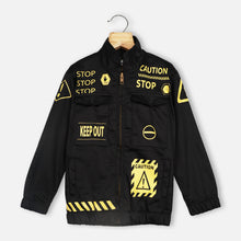 Load image into Gallery viewer, Black Zip-Up Printed Jacket
