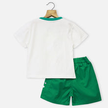 Load image into Gallery viewer, White Half Sleeves T-Shirt With Green Shorts &amp; Shoulder Bag
