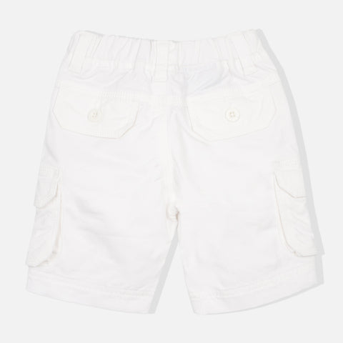 White Cotton Cargo Shorts