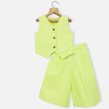 Load image into Gallery viewer, Neon Green Crop Top With Palazzo Pant Co-Ord Set
