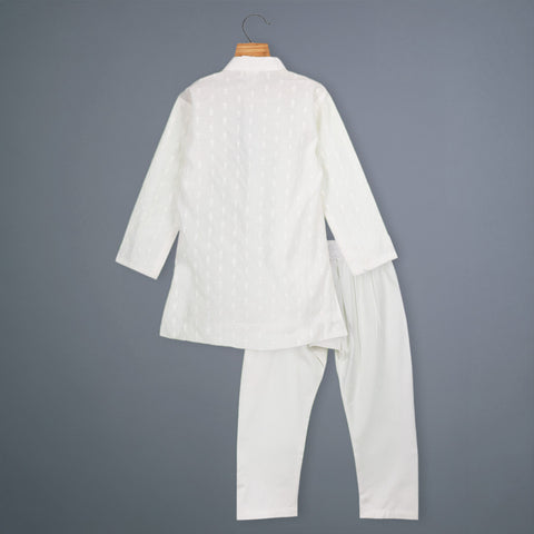White Embroidered Silk Kurta With Pajama