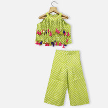 Load image into Gallery viewer, Green Striped Crop Top With Palazzo
