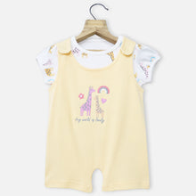 Load image into Gallery viewer, Yellow Romper Dungaree With White T-Shirt
