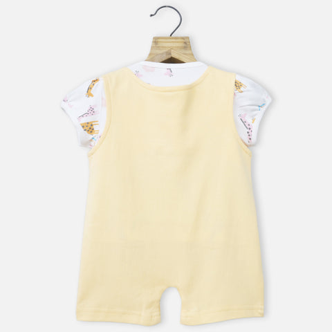 Yellow Romper Dungaree With White T-Shirt