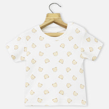 Load image into Gallery viewer, White Striped Dungaree With Bear Theme T-Shirt
