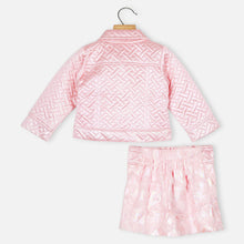 Load image into Gallery viewer, Pink &amp; Peach Holographic Jacket With Inner &amp; Skirt
