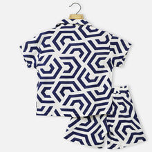 Load image into Gallery viewer, Blue Abstract Printed Shirt With Shorts Co-Ord Set
