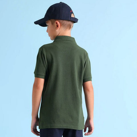 Green Graphic Printed Short Sleeves Polo T-Shirt