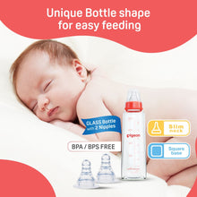 Load image into Gallery viewer, Red Glass Feeding Bottle With 2 Nipples- 200ml
