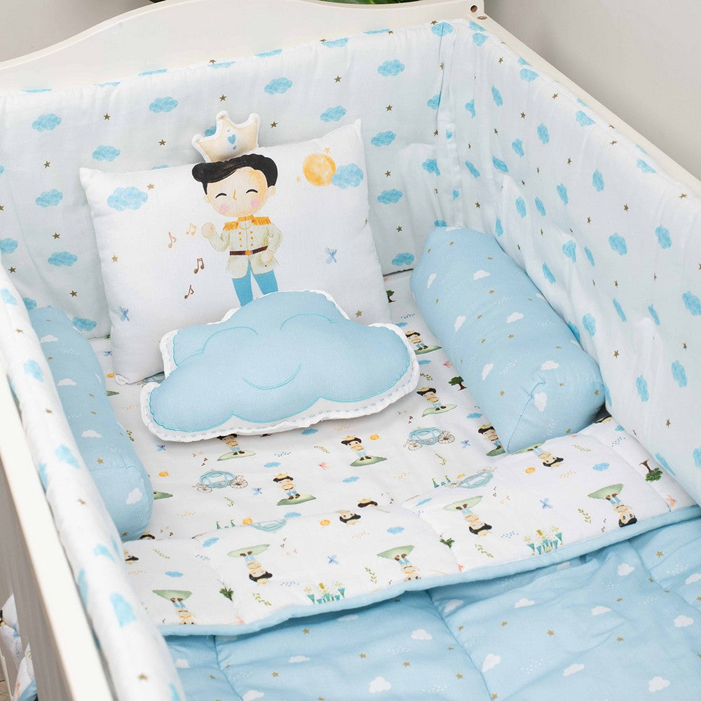 Blue The Little Prince Organic Cotton Cot Bedding Set