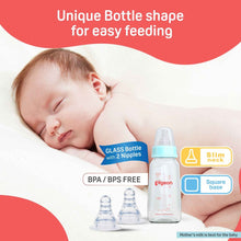 Load image into Gallery viewer, Blue Glass Feeding Bottle With Nipple - 120ml
