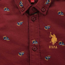 Load image into Gallery viewer, Maroon U.S.Polo Printed Cotton Shirt
