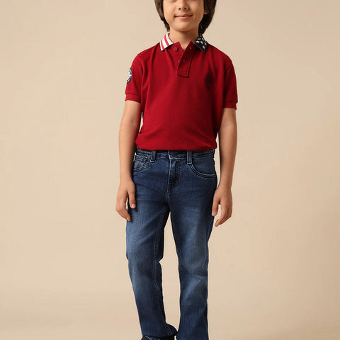 Denim Stone Washed Relaxed Fit Jeans