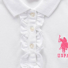 Load image into Gallery viewer, White Ruffled Placket Polo T-Shirt
