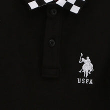 Load image into Gallery viewer, Black Checked Polo Collar Cotton T-Shirt
