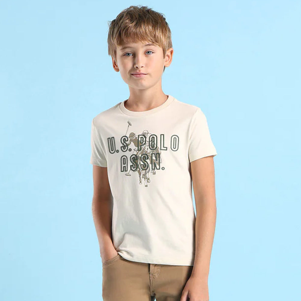 Beige Half Slevees T-Shirt