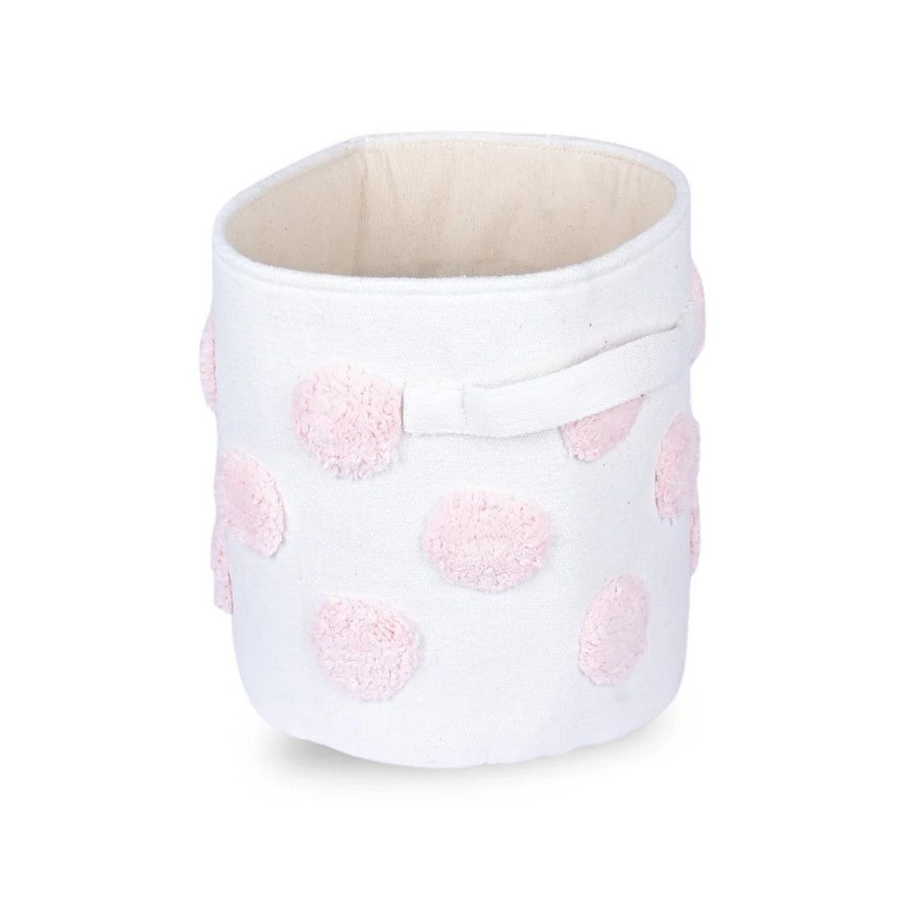 Pom Pom Round Pink Toy Storage Basket