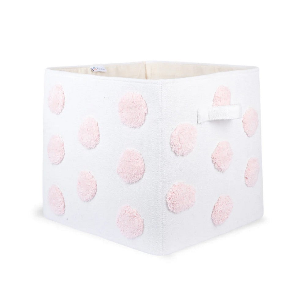 Pom Pom Rectangular Pink Toy Storage Basket