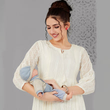 Load image into Gallery viewer, Off White Tiered Nursing Maternity Dress
