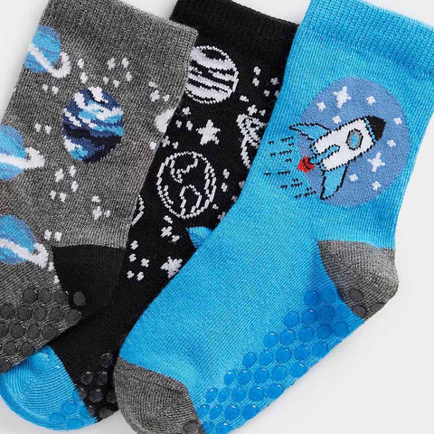 Blue Space Theme Socks- Pack Of 3