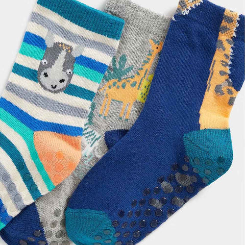 Blue Jungle Theme Socks-Pack of 3