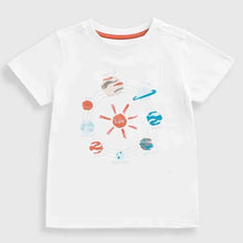 Load image into Gallery viewer, White Planet Theme Half Sleeves T-Shirt
