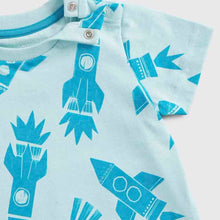 Load image into Gallery viewer, Blue Rocket Theme Half Sleeves T-Shirt With Shorts
