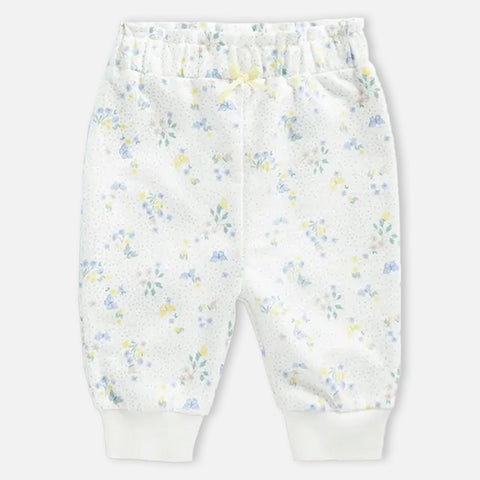 Blue & White Floral Printed stretchable Waistband Joggers