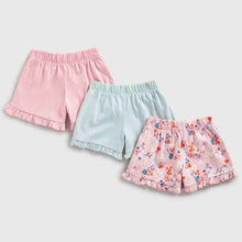 Load image into Gallery viewer, Pink Floral Cotton Shorts- Pack Of 3

